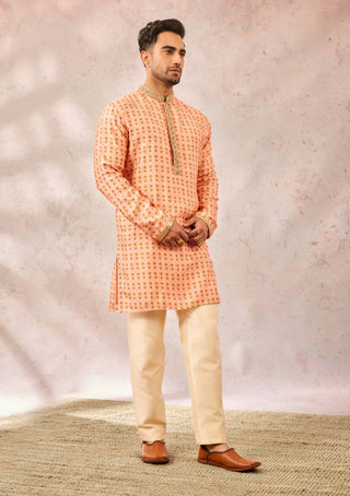 House Of Masaba Men Pink Agra Petha Kurta available on indiaspopup