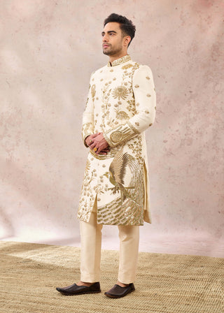 Ivory bagh e-bahar sherwani set