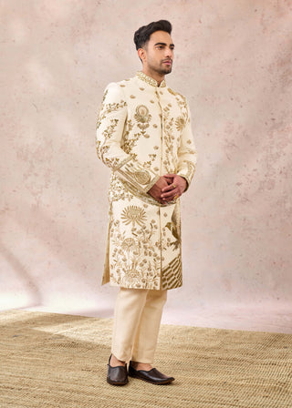 House Of Masaba Men Ivory Bagh E-Bahar Sherwani Set available on indiaspopup