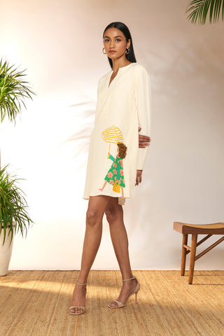 House Of Masaba-Ivory Sunny Day Mini Dress-INDIASPOPUP.COM