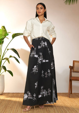 Tropicool greyscale maxi skirt