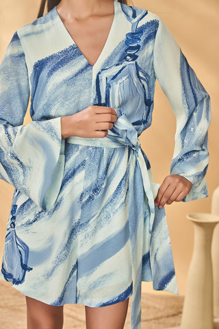 Rhythmic curves blue playsuit