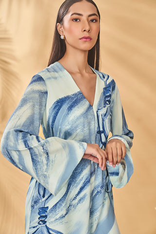 Rhythmic curves blue playsuit