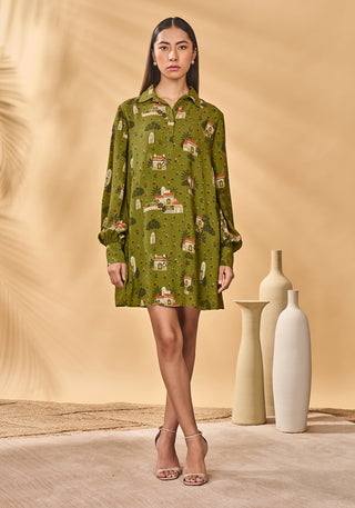 Olive miniature dreams shirt dress