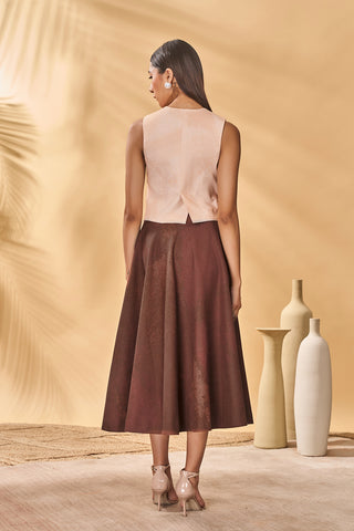 Apricot swing skirt and waistcoat set