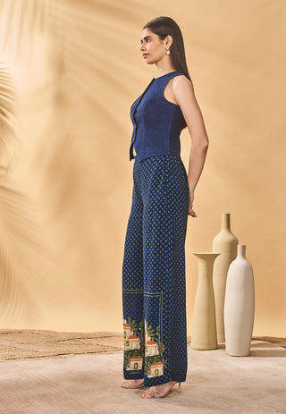 Paw-tree denim waistcoat and trouser