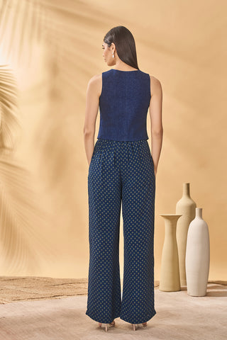 Paw-tree denim waistcoat and trouser