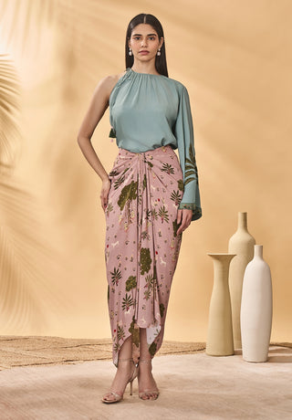 Blue and pink trellis picnic top and skirt