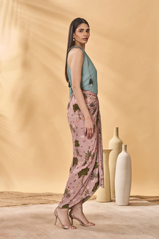 Blue and pink trellis picnic top and skirt