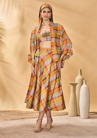 Sundowner checkered shirt and skirt set