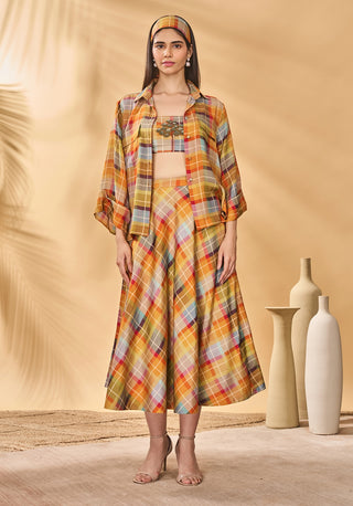 Sundowner checkered shirt and skirt set