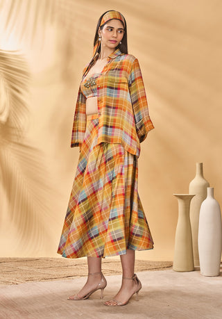 Sundowner checkered shirt and skirt set