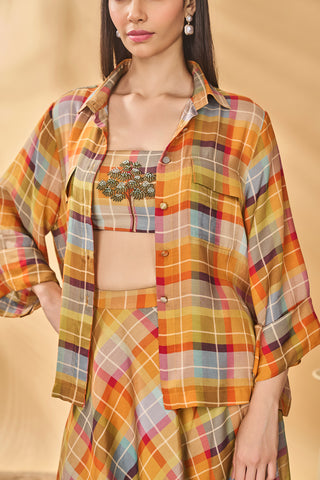 Sundowner checkered shirt and skirt set