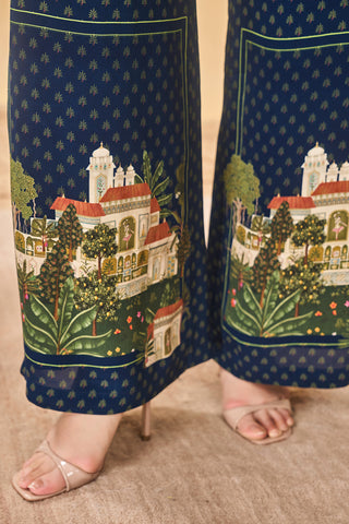 Paw-tree denim waistcoat and trouser