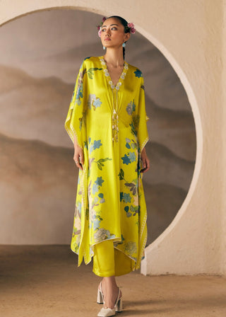 Sunshine Yellow Korzok Kaftan And Pants by Madzin available on Indiaspopup.com