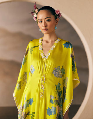 Sunshine Yellow Korzok Kaftan And Pants by Madzin available on Indiaspopup.com