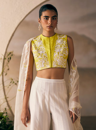 Yellow And Ivory Sharara Set by Madzin available on Indiaspopup.com