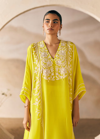 Sunshine Yellow Golden Valley Dhoti And Kaftan by Madzin available on Indiaspopup.com