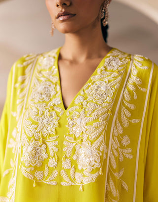 Sunshine Yellow Golden Valley Dhoti And Kaftan by Madzin available on Indiaspopup.com