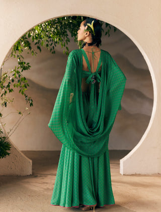 Karsha Green Knot Top And Tassel Skirt by Madzin available on Indiaspopup.com