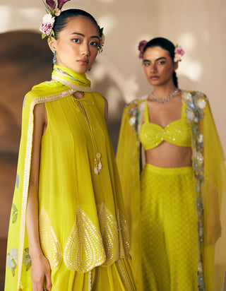 Sunshine Yellow Dras Dream Dhoti Set by Madzin available on Indiaspopup.com