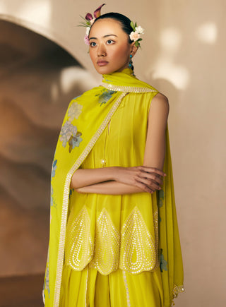 Sunshine Yellow Dras Dream Dhoti Set by Madzin available on Indiaspopup.com