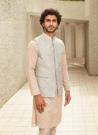 Matsya Men-White Heritage Pret Jodhpuri Jacket-INDIASPOPUP.COM