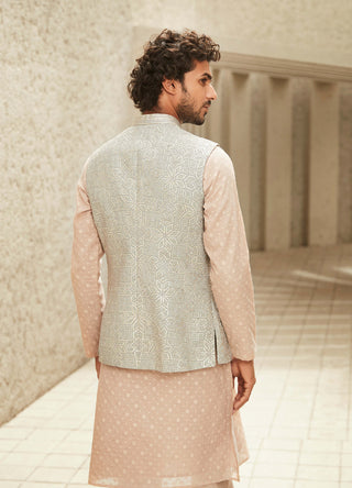 Matsya Men-White Heritage Pret Jodhpuri Jacket-INDIASPOPUP.COM