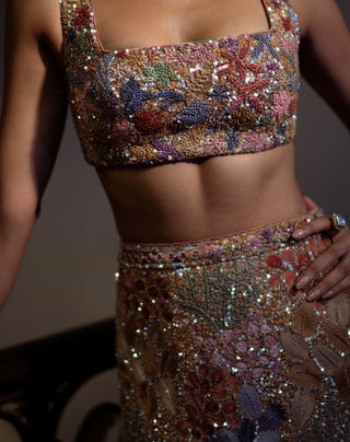Gold amelia fish cut skirt set