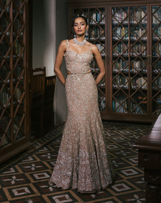 Gold metallic cindie gown