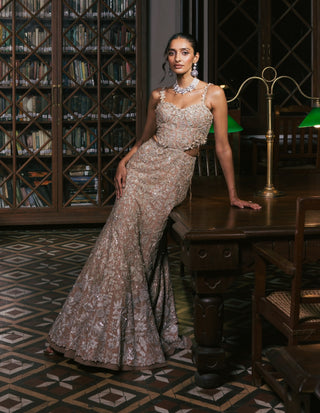 Gold metallic cindie gown