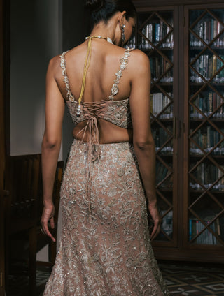 Gold metallic cindie gown