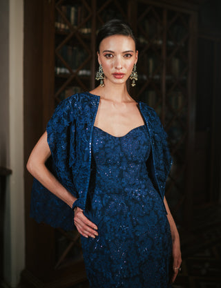 Ink blue aria gown and cape