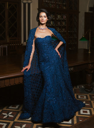 Ink blue cheryl gown and cape
