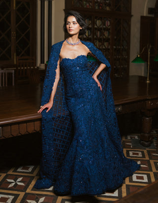 Ink blue cheryl gown and cape