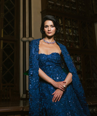 Ink blue cheryl gown and cape