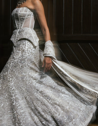 Ivory rheia lehenga and corset set