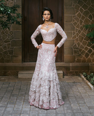 Muted pink isla lehenga set