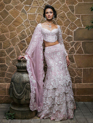 Muted pink isla lehenga set