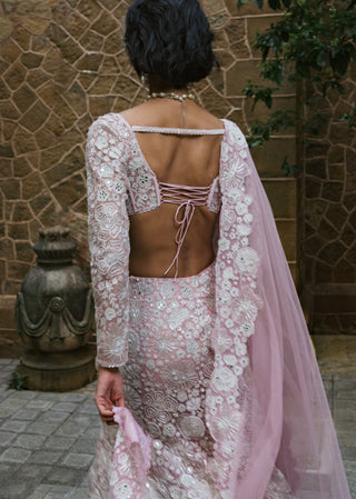 Muted pink isla lehenga set