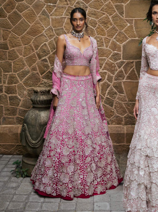 Bright pink elara lehenga set