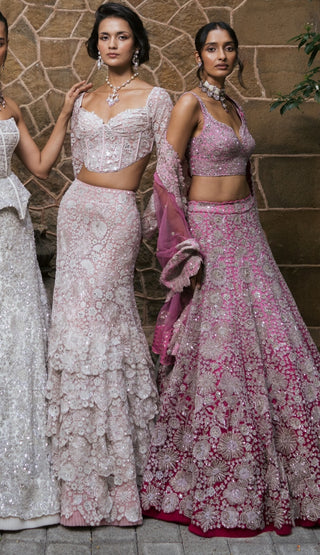 Bright pink elara lehenga set