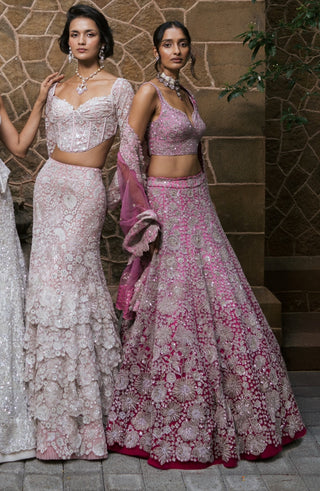 Bright pink elara lehenga set