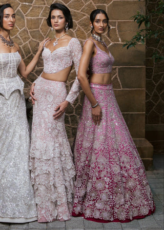 Bright pink elara lehenga set