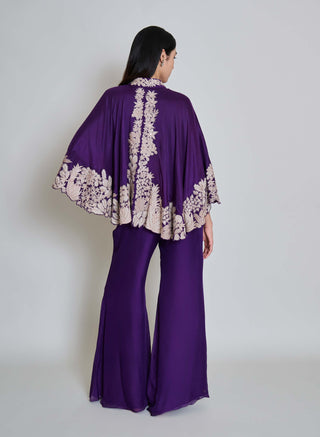 Kalie purple wildflower cape with bustier and pants
