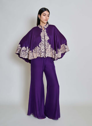 Kalie purple wildflower cape with bustier and pants