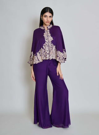 Kalie purple wildflower cape with bustier and pants