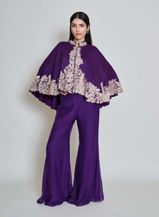 Kalie purple wildflower cape with bustier and pants