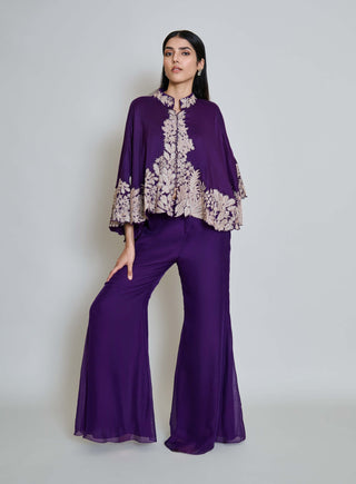 Kalie purple wildflower cape with bustier and pants