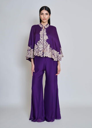Kalie purple wildflower cape with bustier and pants